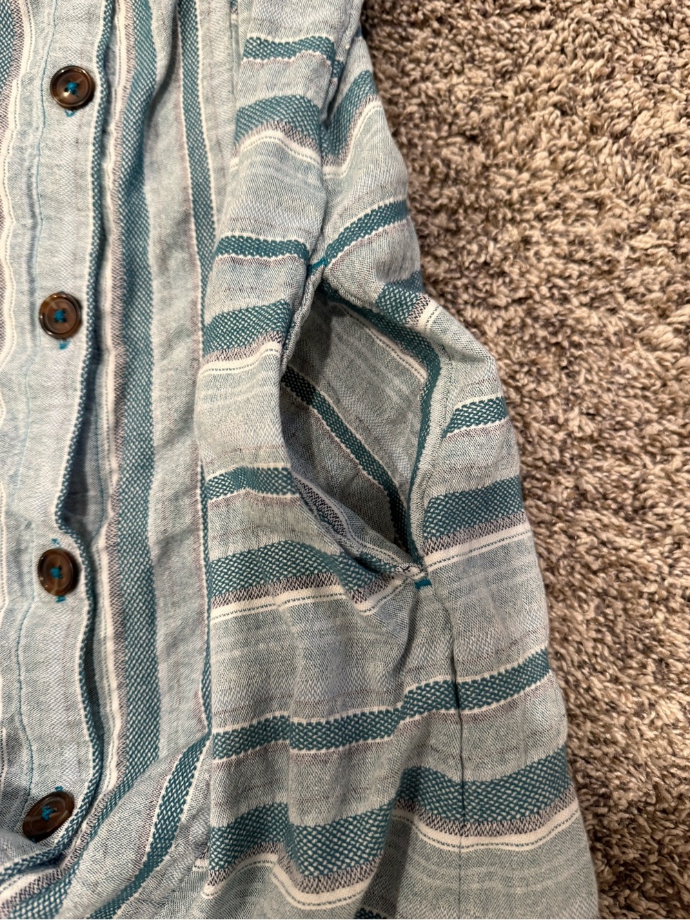 Roxy Striped Button Front Mini Dress Small Blue White Cotton Sleeveless Pockets - Picture 4 of 15